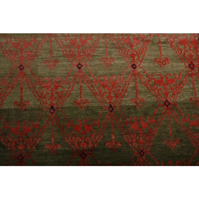Textile European Style Rug, Green, Red and Blue, Floral, Pictorial Border by Rug & Kilim For Sale - Image 7 of 9