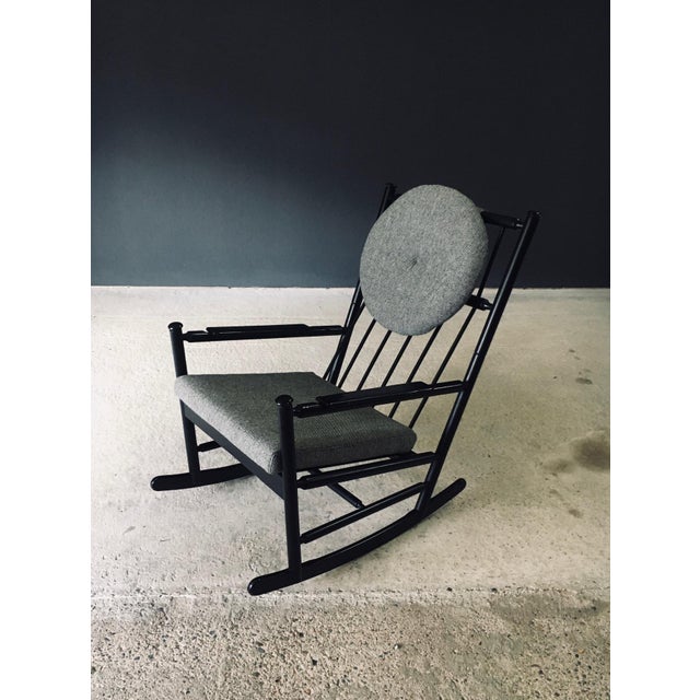 Vintage Midcentury Modern Scandinavian Design Rocking Chair. Made in Sweden, 1960's / 70's period. Black lacquered beech...