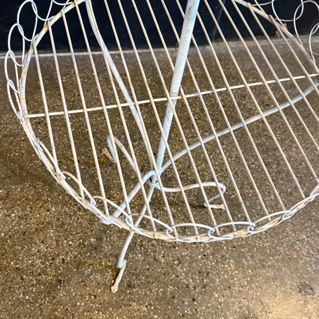 Antique White Wrought Iron Two Tiered Decorative Garden Plant Stand For Sale In New York - Image 6 of 6