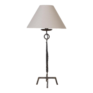 1930s French Tall Iron Brutalist Table Lamp