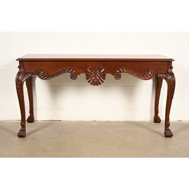 Baker Furniture Georgian Carved Mahogany Console or Sofa Table, Newly Refinished For Sale - Image 15 of 15