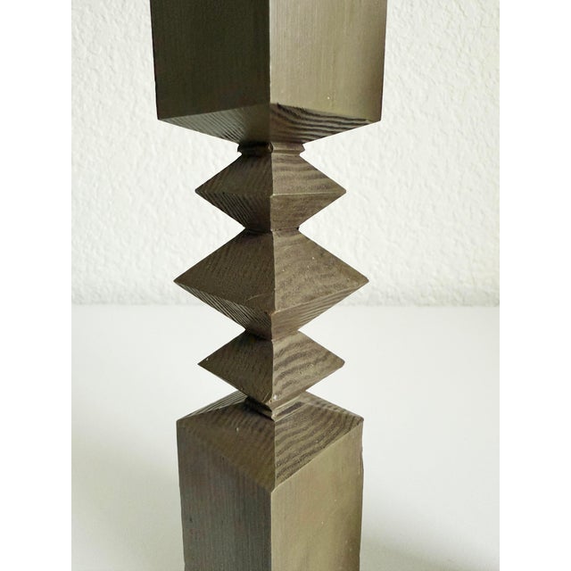 Vintage Wooden Zigzag Candlesticks, Mid 20th Century For Sale - Image 4 of 7
