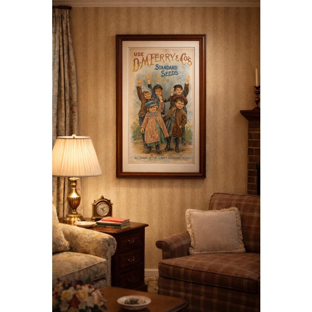 Vintage-Style d.m. Ferry & Co. “All Hands Up for Ferry’s Standard Seeds” Advertising Print – Colonial Americana Garden Art For Sale - Image 4 of 4