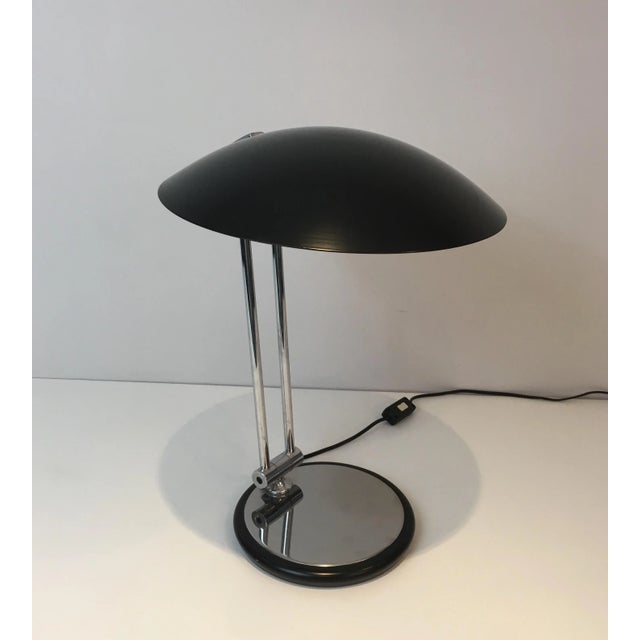 Design Adjustable Chrome and Black Lacquered Desk Lamp, circa 1970 For Sale - Image 6 of 13