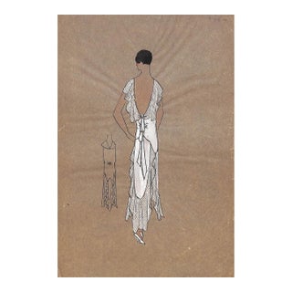 Lanvin of Paris C1920s Original Fashion Illustration in Gouache For Sale