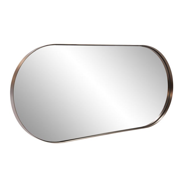 Metal Steele Capsule Mirror in Brushed Brass For Sale - Image 7 of 11