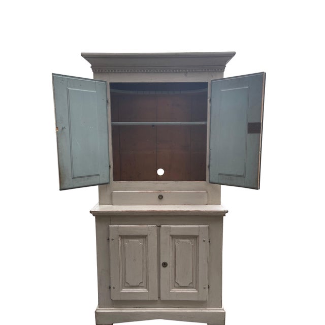 Gustavian (Swedish) Swedish Gustavian Cupboard/ Highboy in Lime Washed Finish, 19th Century For Sale - Image 3 of 18