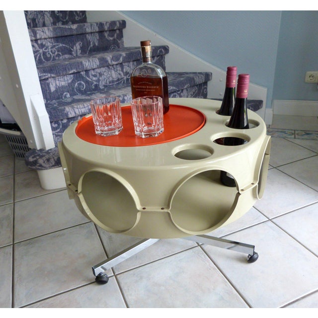 Beige Rotobar Space Age Bar Cart by Curver Brunssum, Netherlands, 1970 For Sale - Image 8 of 9