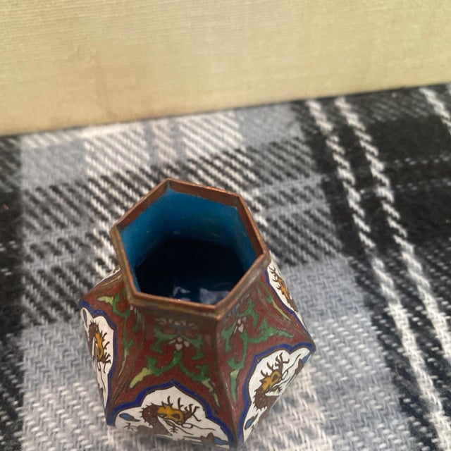 Metal Asian Chinoiserie Box Cloisonné For Sale - Image 4 of 7