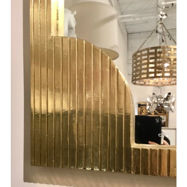 Currey & Company Currey & Co. Modern Brass Foil Finished Wall Mirror For Sale - Image 4 of 6