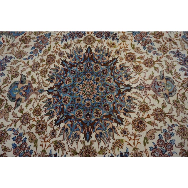 Textile 1920s Ivory Medallion Antique Persian Isfahan Carpet 4'11" X 7'3" by Zolfaghari Wool Rug For Sale - Image 7 of 15