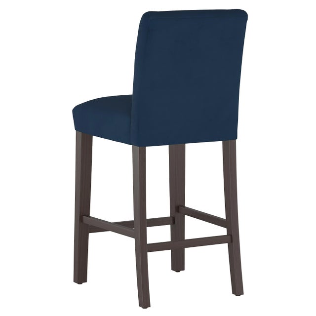 Spritely Home Chelsea Bar Stool in Ink Classic Velvet For Sale - Image 4 of 8