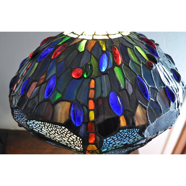 Blue Table Lamp by H Javaux in the Style of Tiffany For Sale - Image 8 of 13