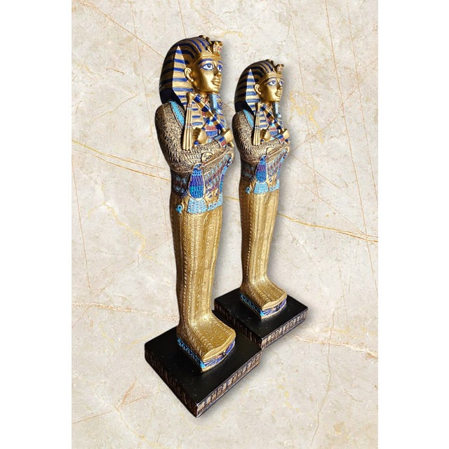 Traditional Pair of Vintage King Tutankhamun Statues For Sale - Image 3 of 11