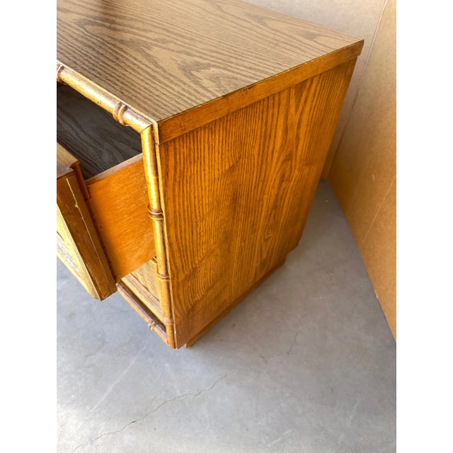 Vintage Mid-Century Thomasville Faux Bamboo 2 Drawer Nightstand For Sale In Palm Springs - Image 6 of 7