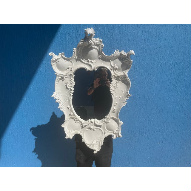 1980s Large Porcelain Wall Mirror, White For Sale - Image 11 of 12