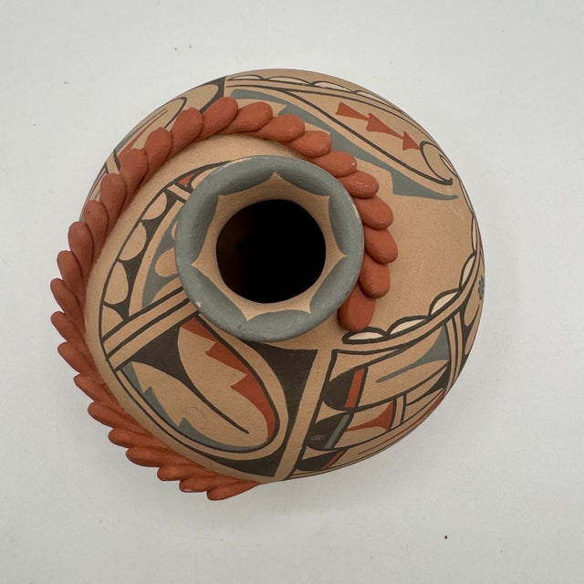 1980s Native American Jemez Pueblo Pottery Vase/Seed Pot Signed J. Gauchupin Hand Painted For Sale - Image 10 of 11