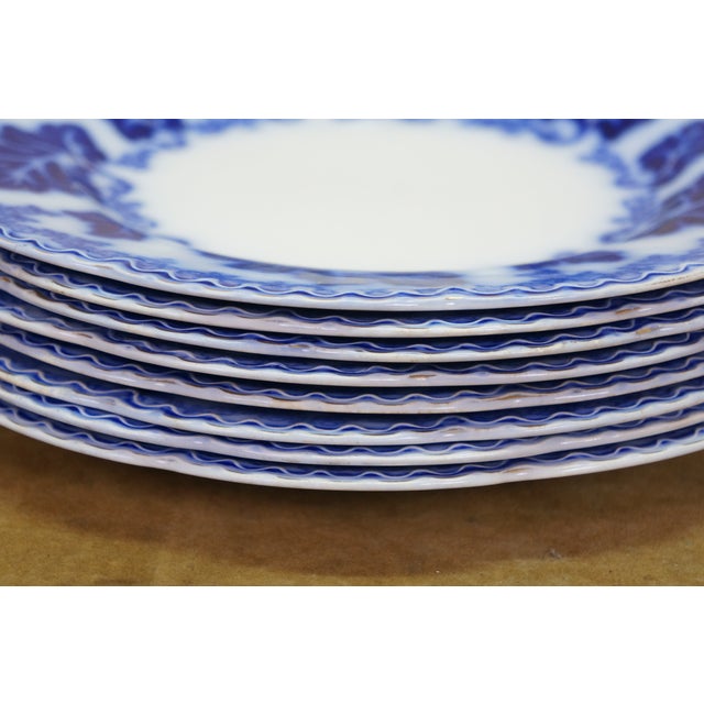 20 Pc Antique English Johnson Bros Normandy Flow Blue Porcelain Dinnerware For Sale - Image 6 of 17