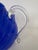Vintage Cobalt Blue Swirl Handblown Art Glass Pitcher With Swirl Clear Handle For Sale In Orlando - Image 6 of 7