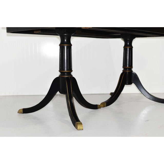 Mid Century Black Banded Dining Table With Extensions 95in For Sale - Image 9 of 11