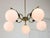 Mid-Century Modern Mid-Century Modern Italian Brass and Opaline Chandelier, 1960 For Sale - Image 3 of 18