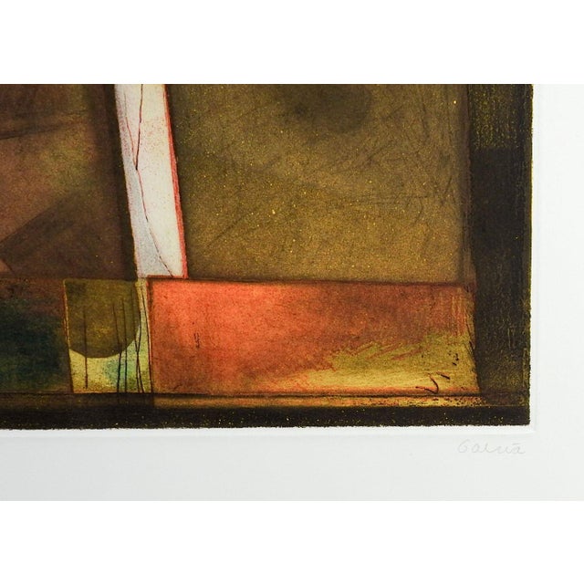 Mid 20th century abstract eching on paper. Signed Garcia, numbered 26/100 in pencil along lower margin. Unframed, image...