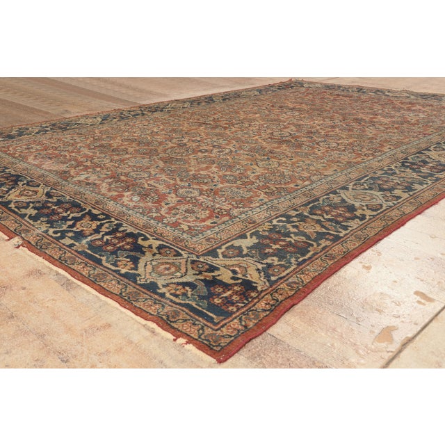 Terra Cotta Antique Persian Mahal Rug, 08'02 X 11'08 For Sale - Image 8 of 10
