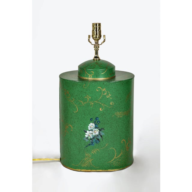Avocado A Pair Vintage English Export Chinoiserie Style Tea Caddy Lamp For Sale - Image 8 of 9