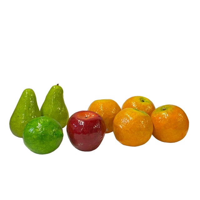 Assort Fruits Bread Simulated Display Red Rattan Oval Basket Tray For Sale In San Francisco - Image 6 of 7