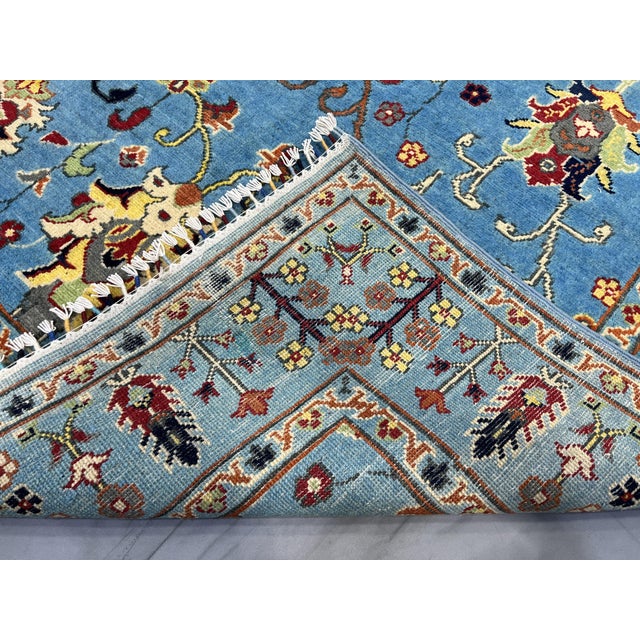 Sky Blue Persian Style Floral Area Rug With Botanical Border, 4'9" X 6'3" For Sale - Image 14 of 14