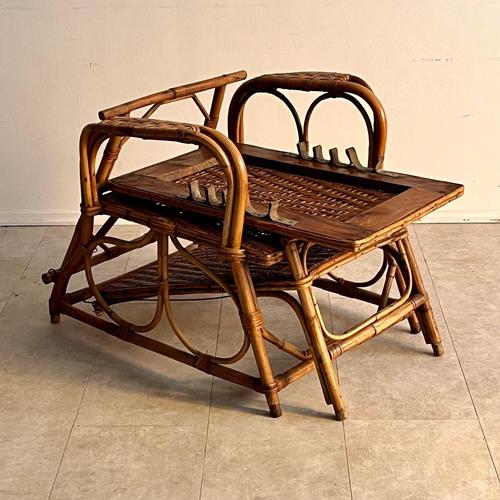 Reclining Rattan Chaise Lounge, 1950s For Sale - Image 4 of 5