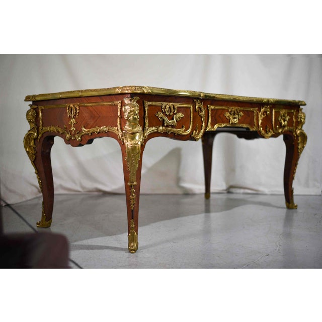 Brown Late 19th Century Louis XV Style Gilt Bronze-Mounted Kingwood Bureau Plat Desk For Sale - Image 8 of 17