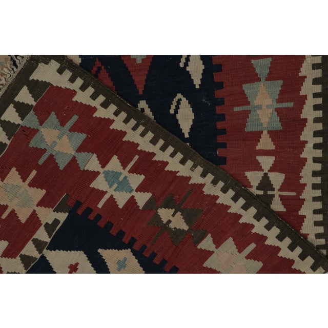 Blue 1950s Vintage Turkish in Red, Blue and Pink Geometric Pattern by Rug & Kilim For Sale - Image 8 of 8