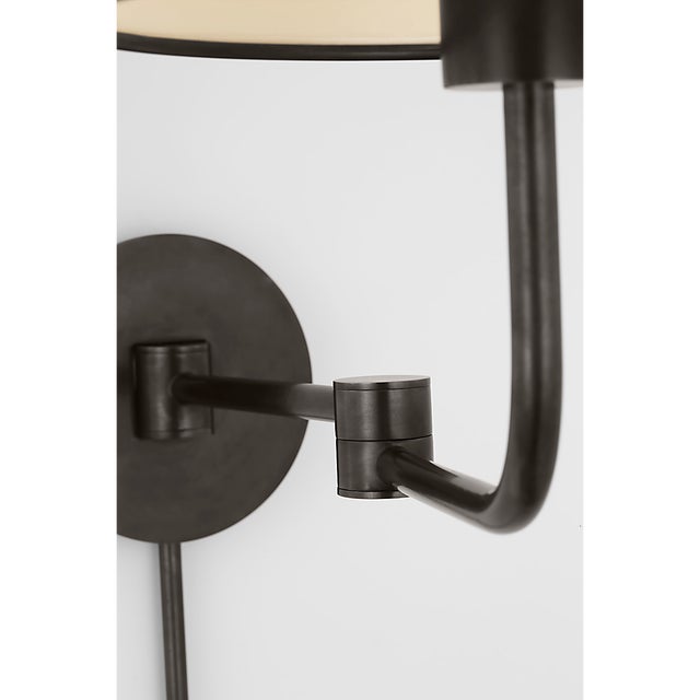 Modern Barbara Barry for Visual Comfort Signature Go Lightly Swing Arm Wall Light in Bronze with Bronze Shade For Sale - Image 3 of 8