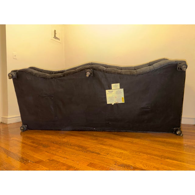 Black Velvet Timothy Oulton Serpentine Chesterfield, 3 Seater, Sculptural Designer Sofa For Sale - Image 11 of 11