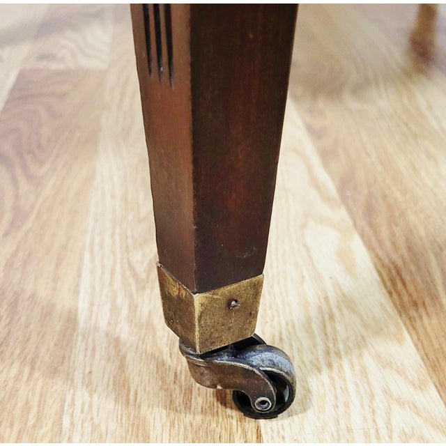 Brown Vintage American English Style Mahogany & Leather Night End Sofa Table For Sale - Image 8 of 14