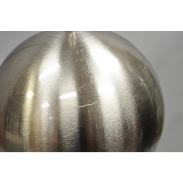 Early 21st Century Contemporary Modern Satin Nickel Chrome Arc White Marble Base Desk Table Lamp For Sale - Image 5 of 12