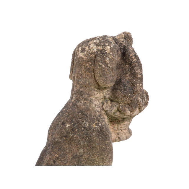 Matched Pair of Composite Stone Dogs With Fruit Baskets, England Mid 20th C. For Sale - Image 9 of 13