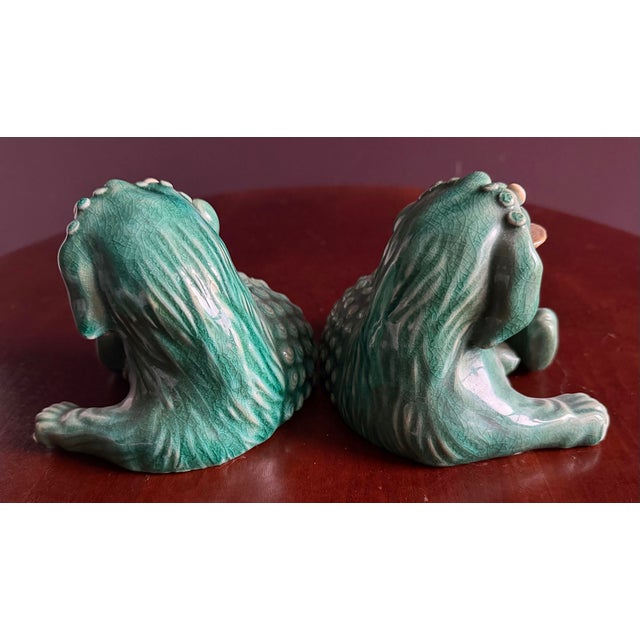 Asian Chinese Vintage Pair of Good Luck / Lucky Foo Dogs / Dragons With Coins in Their Mouths. Fabled to Bring Good Fortune and Good Luck. For Sale - Image 3 of 10