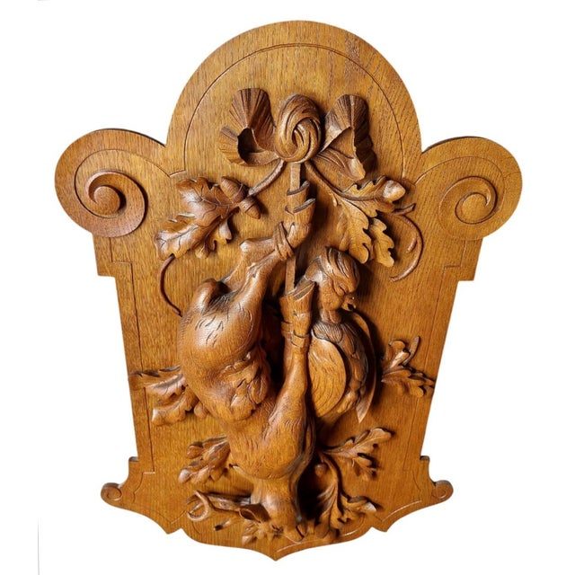 Wood Black Forest Hunt Ing Wall Trophy, 1950s, Set of 2 For Sale - Image 7 of 11