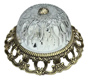 Ceiling Lamp in Brass and Pressed Crystal