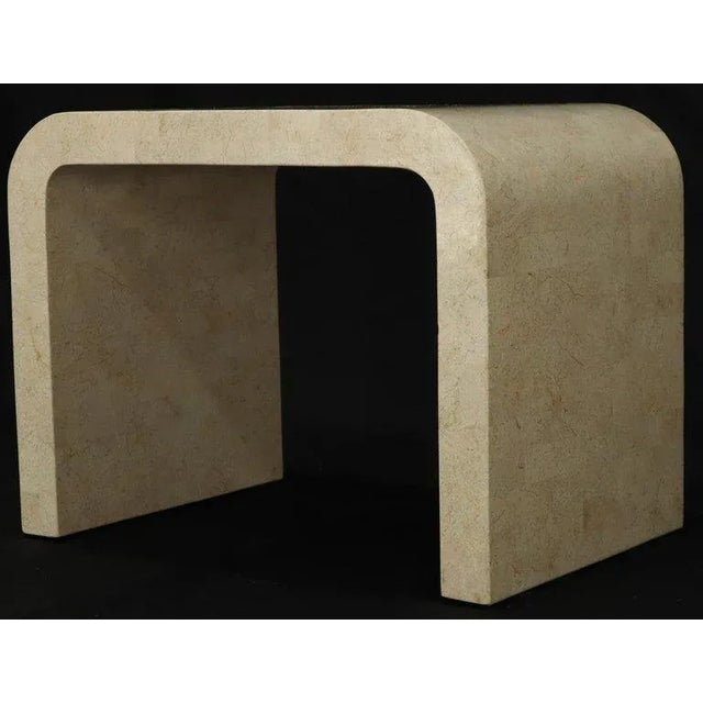 Tessellated Stone Veneer C Shape Side Coffee End Table For Sale - Image 9 of 9