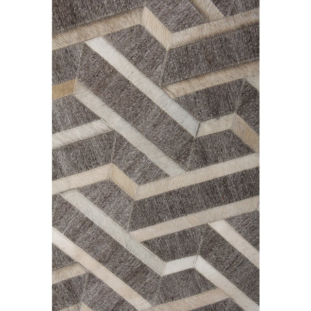 Dover Patchwork Leather/Viscose Beige/Ivory Rug - 8'x11' For Sale In Los Angeles - Image 6 of 10