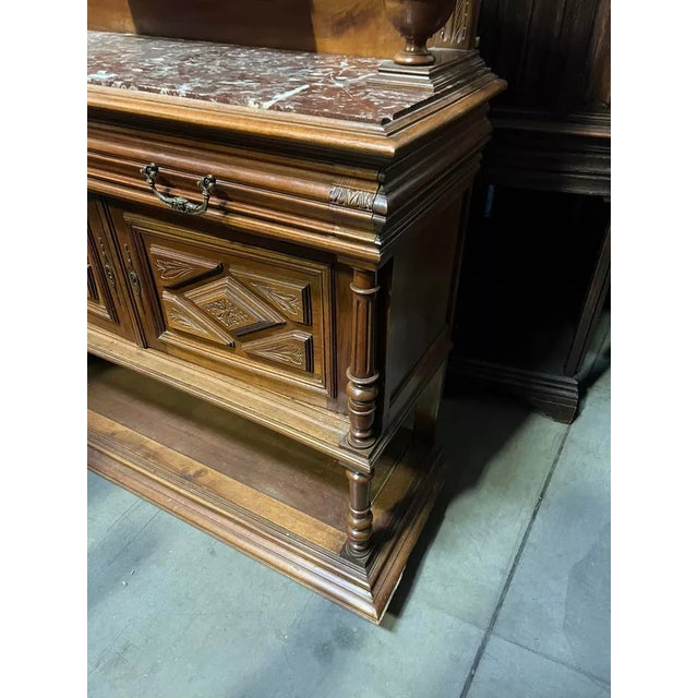 French 19th C, 1800's French Henri II Style, Carved, Walnut, Marble Top,, Antique Server!! For Sale - Image 3 of 7