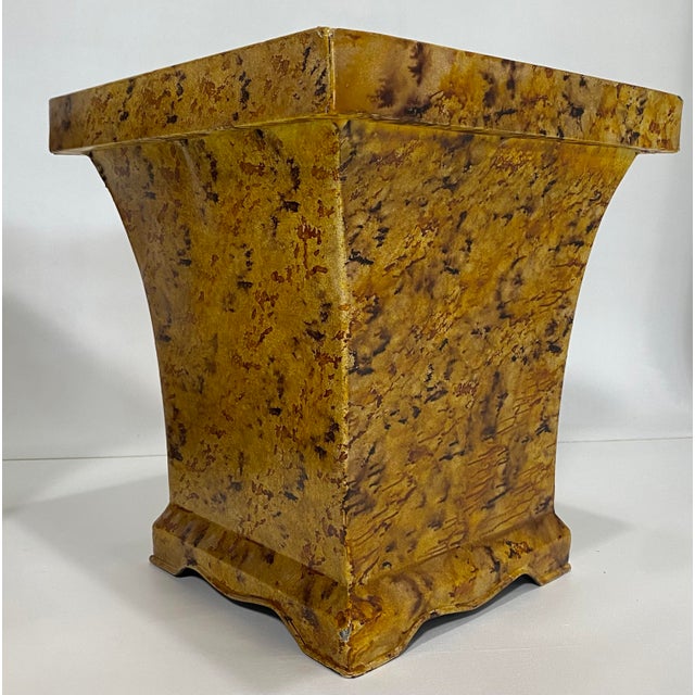 1980s 1980’s Pair Faux Tortoise Shell Planters/Cache Pots For Sale - Image 5 of 16