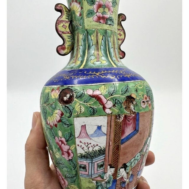 Antique 19th Century Chinese Canton Enamel Vases For Sale - Image 4 of 11