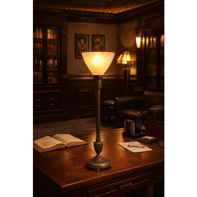 Coffee Early 20th Century Mitchell M117 Art Deco Torchiere Table Lamp – 17.5” For Sale - Image 8 of 10