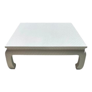 Baker Grasscloth Wrapped Coffee Table With Ming Style Legs For Sale