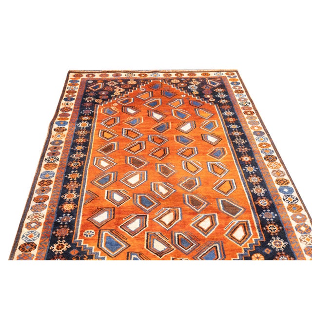 Antique Hand-Knotted Persian Qashqai Rug 4'9" X 8'2" For Sale - Image 4 of 15