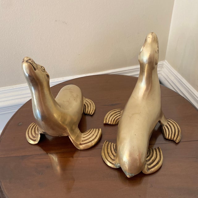 1970s Mid-Century Modern Brass Seal Bookends- a Pair For Sale In Atlanta - Image 6 of 10